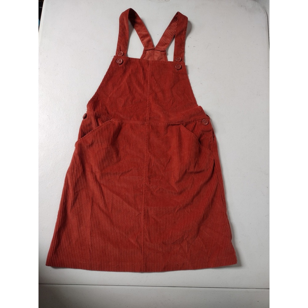 Wonder Nation Girls Rust Red Corduroy Jumper Dress Pinafore Size L 10-12